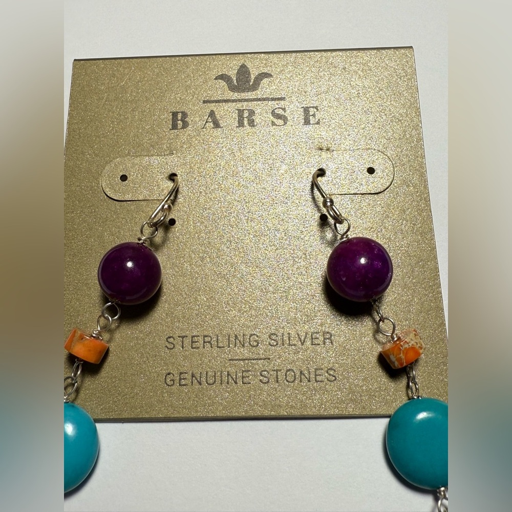 Studio Barse Purple, Turquoise, and Orange Earrings - Picture 2 of 4